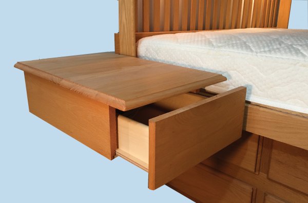 Platform bed frame with side tables attached discount