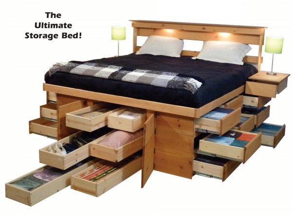 Ultimate Bed Platform Beds With Drawers, Headboard With Storage King Size